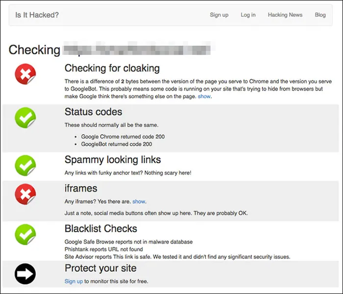 How to Know if You Need WordPress Malware Removal - Is It Hacked? checks your site