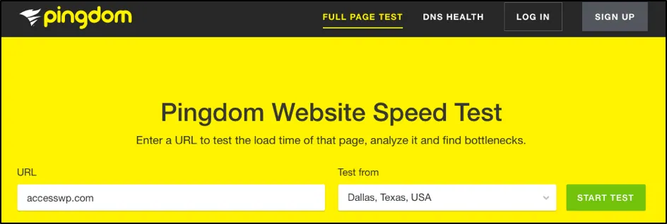 Pingdom Website Speed Test